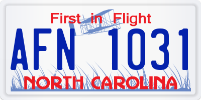 NC license plate AFN1031