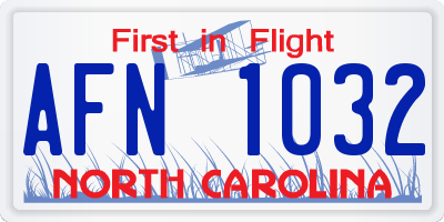 NC license plate AFN1032