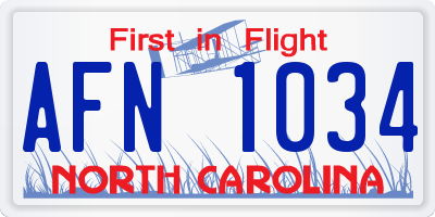 NC license plate AFN1034