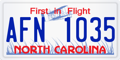 NC license plate AFN1035
