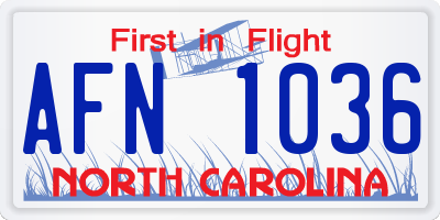 NC license plate AFN1036