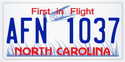 NC license plate AFN1037