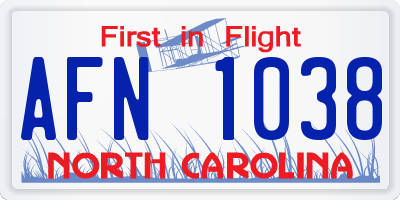NC license plate AFN1038