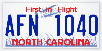 NC license plate AFN1040