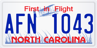 NC license plate AFN1043