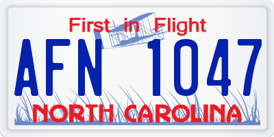 NC license plate AFN1047