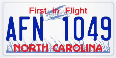 NC license plate AFN1049