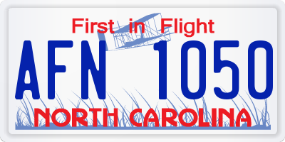 NC license plate AFN1050