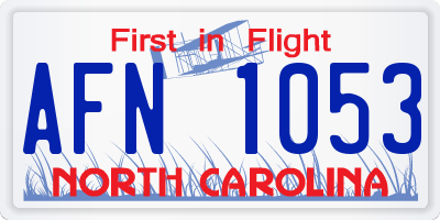 NC license plate AFN1053