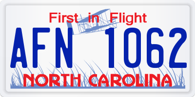 NC license plate AFN1062