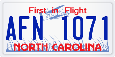 NC license plate AFN1071