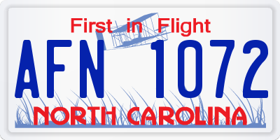 NC license plate AFN1072