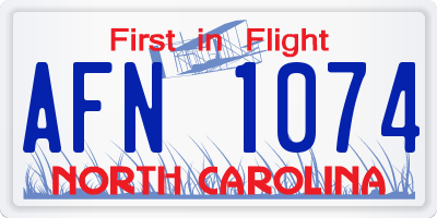 NC license plate AFN1074