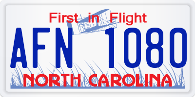NC license plate AFN1080