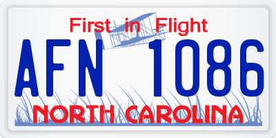 NC license plate AFN1086