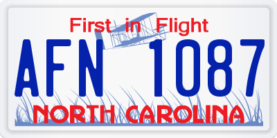 NC license plate AFN1087