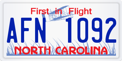 NC license plate AFN1092