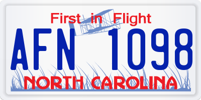 NC license plate AFN1098