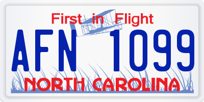 NC license plate AFN1099