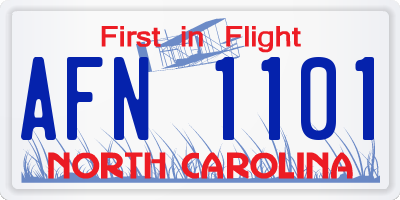 NC license plate AFN1101