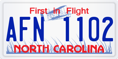 NC license plate AFN1102