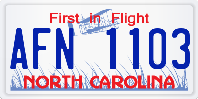 NC license plate AFN1103