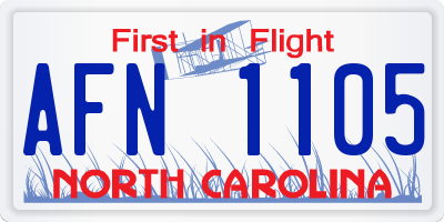NC license plate AFN1105