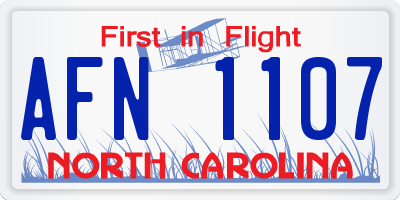 NC license plate AFN1107