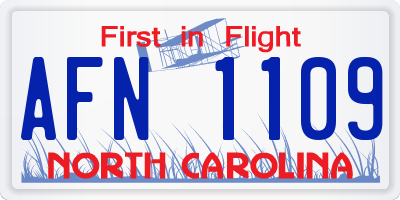 NC license plate AFN1109