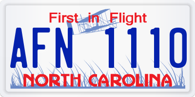 NC license plate AFN1110