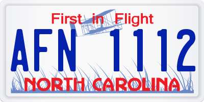 NC license plate AFN1112