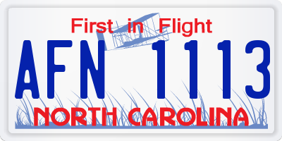 NC license plate AFN1113