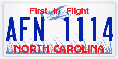 NC license plate AFN1114