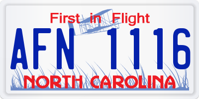 NC license plate AFN1116