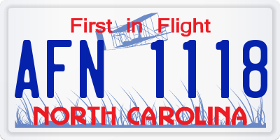 NC license plate AFN1118