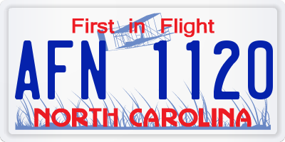NC license plate AFN1120