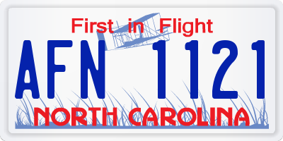 NC license plate AFN1121