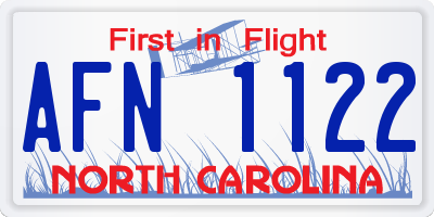 NC license plate AFN1122