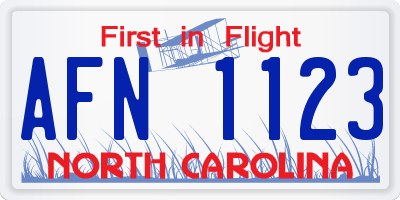 NC license plate AFN1123