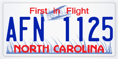NC license plate AFN1125