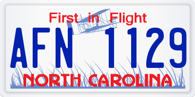 NC license plate AFN1129