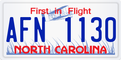 NC license plate AFN1130