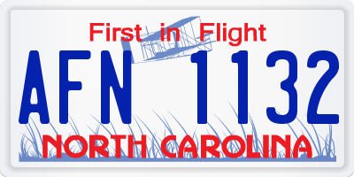 NC license plate AFN1132