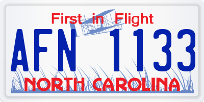 NC license plate AFN1133