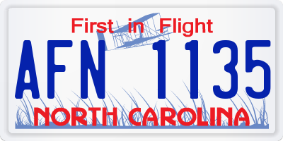 NC license plate AFN1135