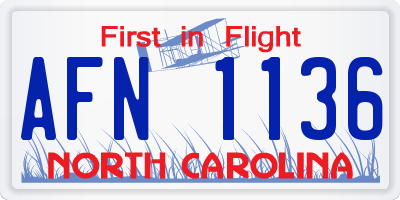 NC license plate AFN1136