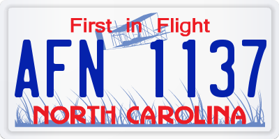 NC license plate AFN1137