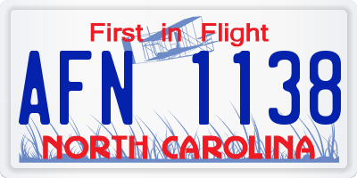 NC license plate AFN1138