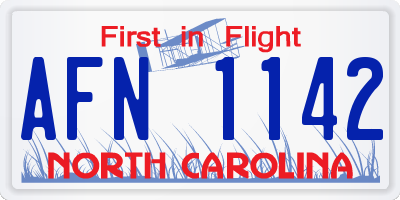 NC license plate AFN1142