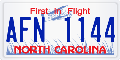 NC license plate AFN1144